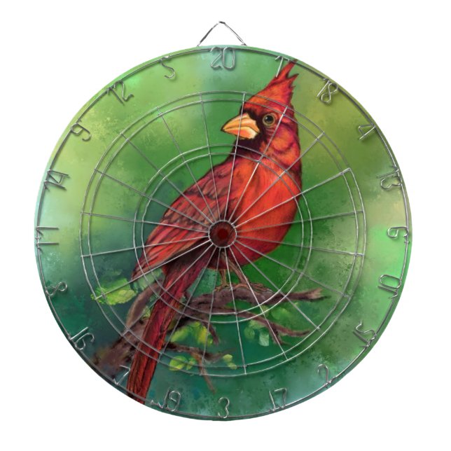  Dart Board with Northern Red Cardinal Bird (Front)