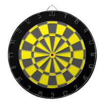 Dart Board: Yellow, Charcoal Grey, And Black