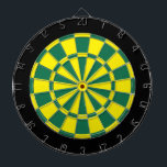Dart Board: Yellow, Green, And Black<br><div class="desc">Yellow,  Green,  And Black Coloured Dart Board Game Including 6 Brass Darts</div>