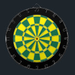Dart Board: Yellow, Green, And Black Dartboard<br><div class="desc">Yellow,  Green,  And Black Coloured Dart Board Game Including 6 Brass Darts</div>