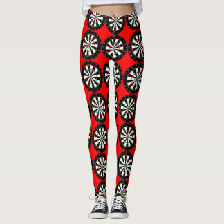 Dart Boards Pattern Red Leggings