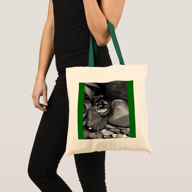 Dart Frogs Sharing Rock B+W Tote Bag (Front (Product))