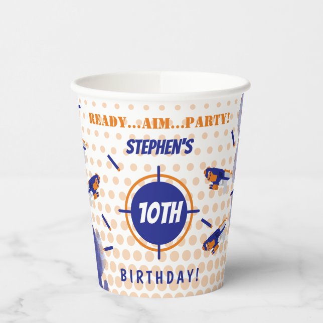 Dart Gun Battle War Boys Birthday Party Paper Cups (Left)