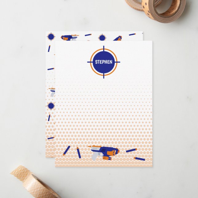 Dart Gun Battle War Boys Target Pattern Kids Card (Front/Back In Situ)