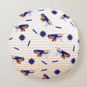 Dart Gun Battle War Boys Target Pattern Round Cushion