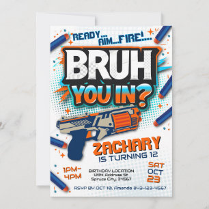Dart gun birthday invitation Dart gun war
