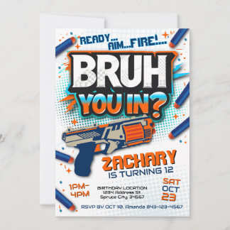 Dart gun birthday invitation | Dart gun war