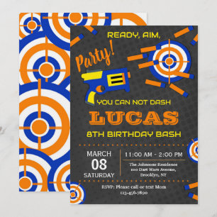 Dart Gun Wars Birthday Party Invitation