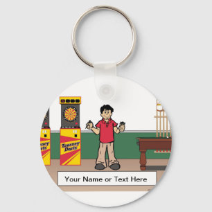 Dart Lover - Male Cartoon by PrintedPerfection.com Key Ring
