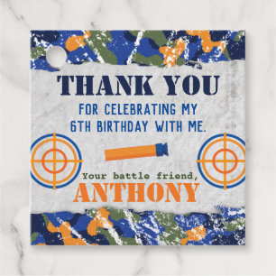 Dart Military Birthday Party Dart Camo Soldiers Favour Tags