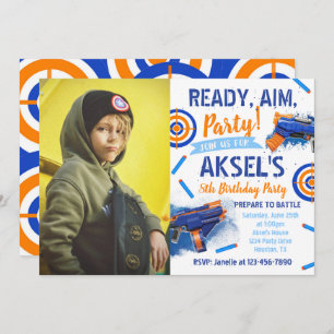 Dart Party Birthday Invitation   Photo Dart Invite