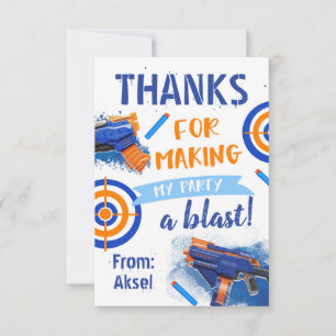 Dart Party Thank You Card Dart Birthday