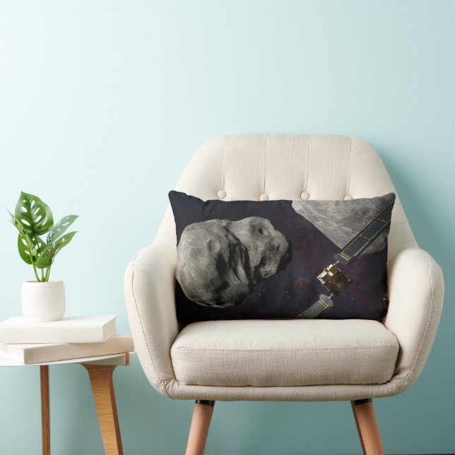 Dart Spacecraft And The Liciacube Prior To Impact Lumbar Cushion (Chair)