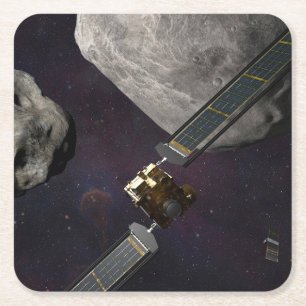 Dart Spacecraft And The Liciacube Prior To Impact Square Paper Coaster