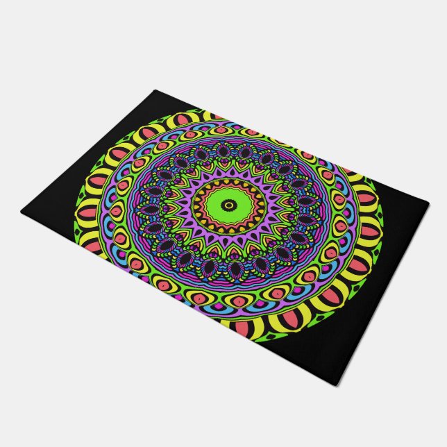 Dart Style Mandala I + your backgr. & ideas Doormat (Angled)