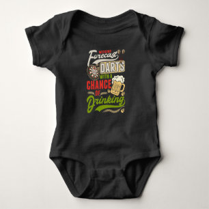 Dart Throwing Dartboard 180 Darts and Beer Baby Bodysuit