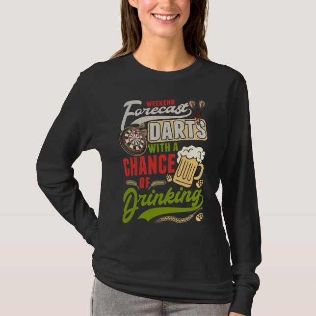 Dart Throwing Dartboard 180 Darts and Beer T-Shirt (Front)