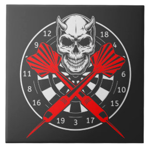 Dartboard Darts Skull  Tile