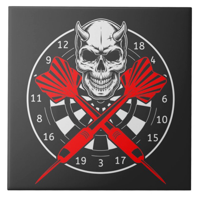 Dartboard Darts Skull  Tile (Front)