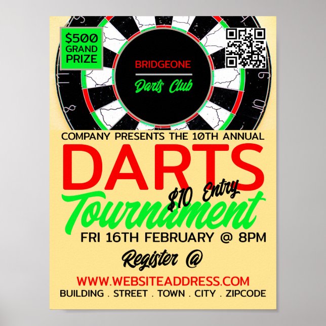 Dartboard Design, Darts Tournament Advertising Poster (Front)