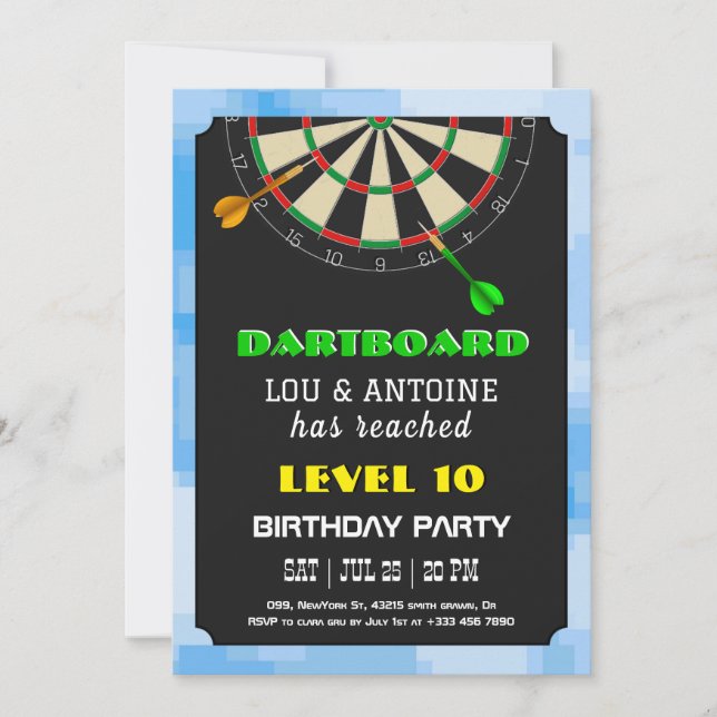 Dartboard Gamer Birthday Invitation (Front)