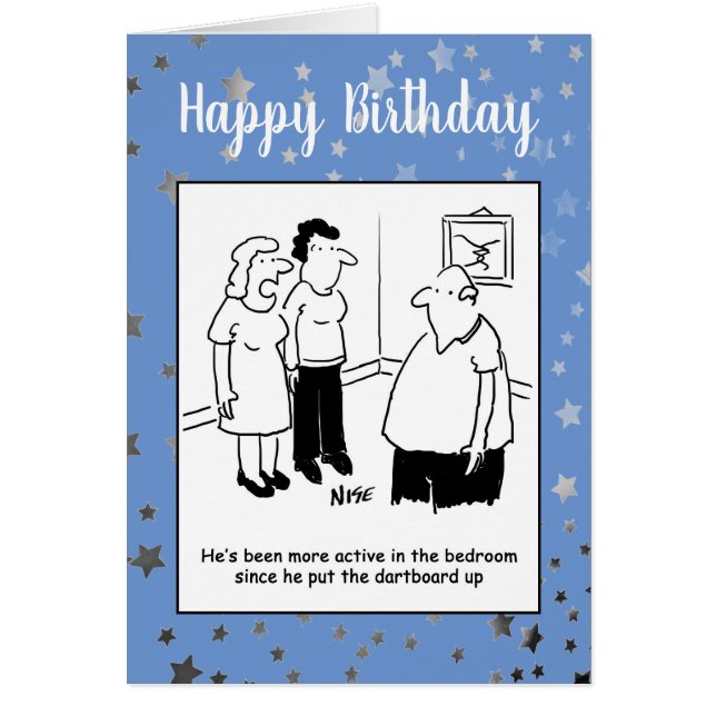 Dartboard in the Bedroom. Funny Cartoon (Front)