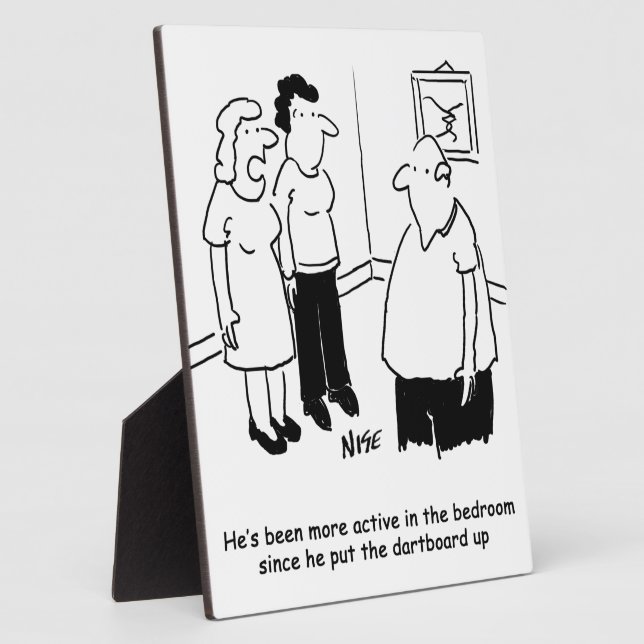 Dartboard in the Bedroom. Funny Cartoon Plaque (Side)