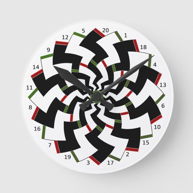 Dartboard Watch Zigzag Pattern Round Clock (Front)