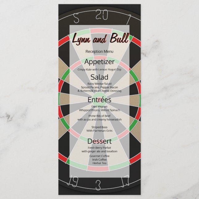 Dartboard Wedding Menu (Front)