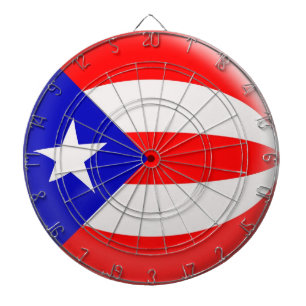 Dartboard with 6 darts Puerto Rico flag