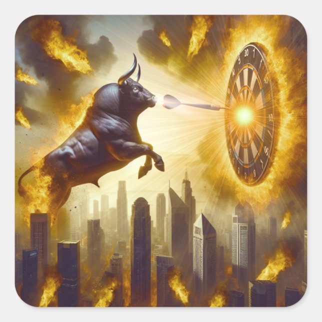 Dartboard with bull - explosion - dartart square sticker (Front)