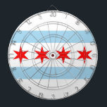 Dartboard with Flag of Chicago, Illinois, USA<br><div class="desc">Elevate your game room with this striking dartboard featuring the flag of Chicago! Celebrate the vibrant spirit of the Windy City with this eye-catching dartboard, adorned with the iconic blue stripes and four red stars of the Chicago flag. Whether you're hosting friends for a game night or practicing your aim...</div>