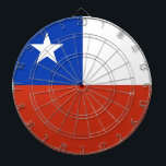 Dartboard with Flag of Chile<br><div class="desc">Elevate your game room with our unique dartboard featuring the flag of Chile! This dartboard prominently showcases the design of the Chilean flag, chraacterised by its blue square with a white star in the top left corner, white band across the middle, and red band below. The vibrant colours and iconic...</div>