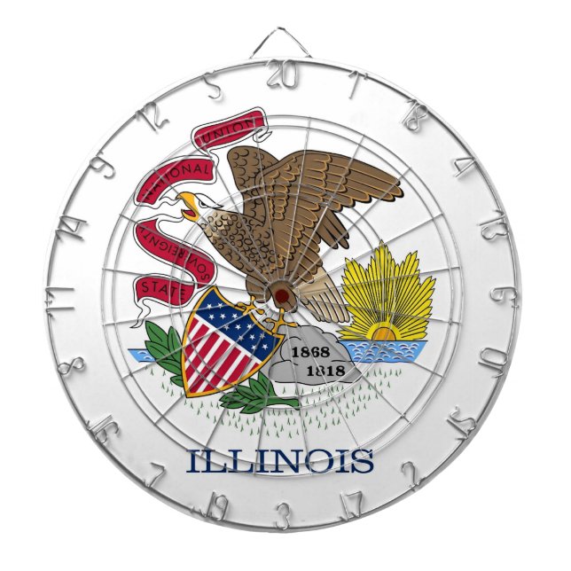 Dartboard with Flag of Illinois, USA (Front)