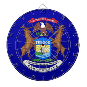 Dartboard with Flag of Michigan, USA