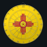 Dartboard with Flag of New Mexico, USA<br><div class="desc">Enhance your game room with our distinctive dartboard featuring the flag of New Mexico! Crafted with meticulous attention to detail, this dartboard celebrates New Mexico's rich cultural heritage. The design proudly showcases the iconic red sun symbol of the Zia Pueblo on a yellow field, symbolising the state's Native American and...</div>