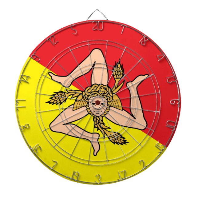 Dartboard with Flag of Sicily, Italy (Front)