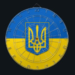 Dartboard with Flag of Ukraine<br><div class="desc">Add a dynamic touch of Ukrainian pride to your game room with our exclusive dartboard featuring the flag of Ukraine! Crafted with meticulous attention to detail, this dartboard is more than just a game accessory; it's a celebration of Ukrainian heritage and cultural pride. The bold design proudly showcases the iconic...</div>