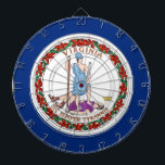 Dartboard with Flag of Virginia, USA<br><div class="desc">Elevate your game room with our dartboard featuring the flag of Virginia! Celebrate Virginia's proud heritage with this dartboard, prominently displaying the iconic design of the Virginia flag. Featuring a blue field with the state seal of Virginia in the centre, surrounded by a wreath of Virginia creeper, this flag represents...</div>