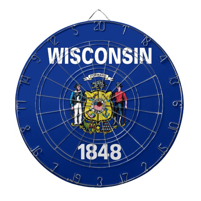 Dartboard with Flag of Wisconsin, USA (Front)