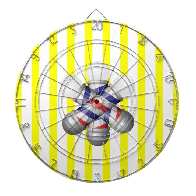 Dartboard Yellow White Stripe Barber Pole Barbers (Front)
