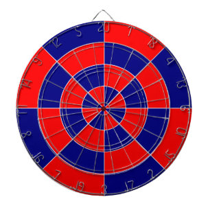 Dartboards with Blue and Red Geometric Design