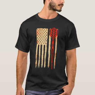 Darting Player Retro Dart Arrows American Flag T-Shirt