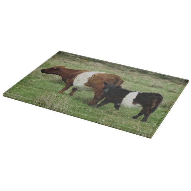 Dartmoor Belted Galloway Cow And Calf Cutting Board (Corner)