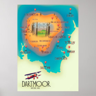 Dartmoor National Park Map Travel poster