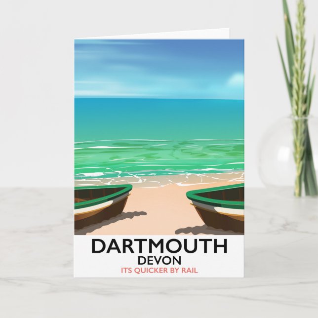 Dartmouth Devon beach poster Holiday Card (Front)