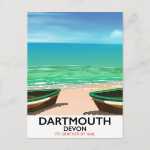 Dartmouth Devon beach poster Postcard
