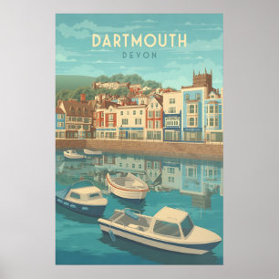 Dartmouth Devon Seaside Travel Poster