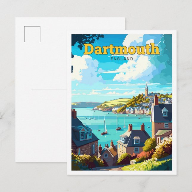 Dartmouth England Travel Vintage Illustration Post Postcard (Front/Back)