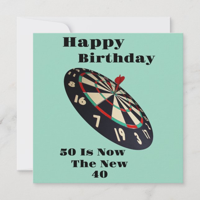 Darts: 50 Is Now The New 40, Flat Birthday Card (Front)